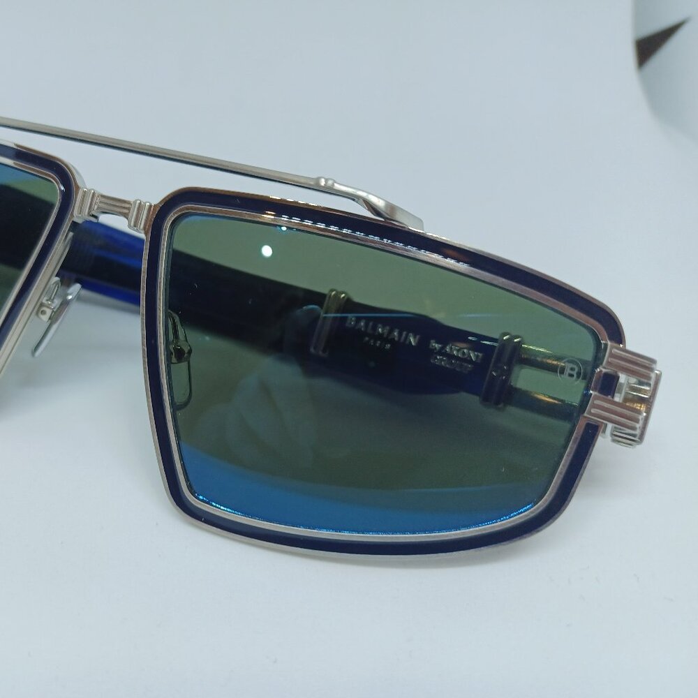 Balmain BPS 139C-59 Sunglasses Silver / Blue Cat.3 — Brand New Factory Fresh (Ak